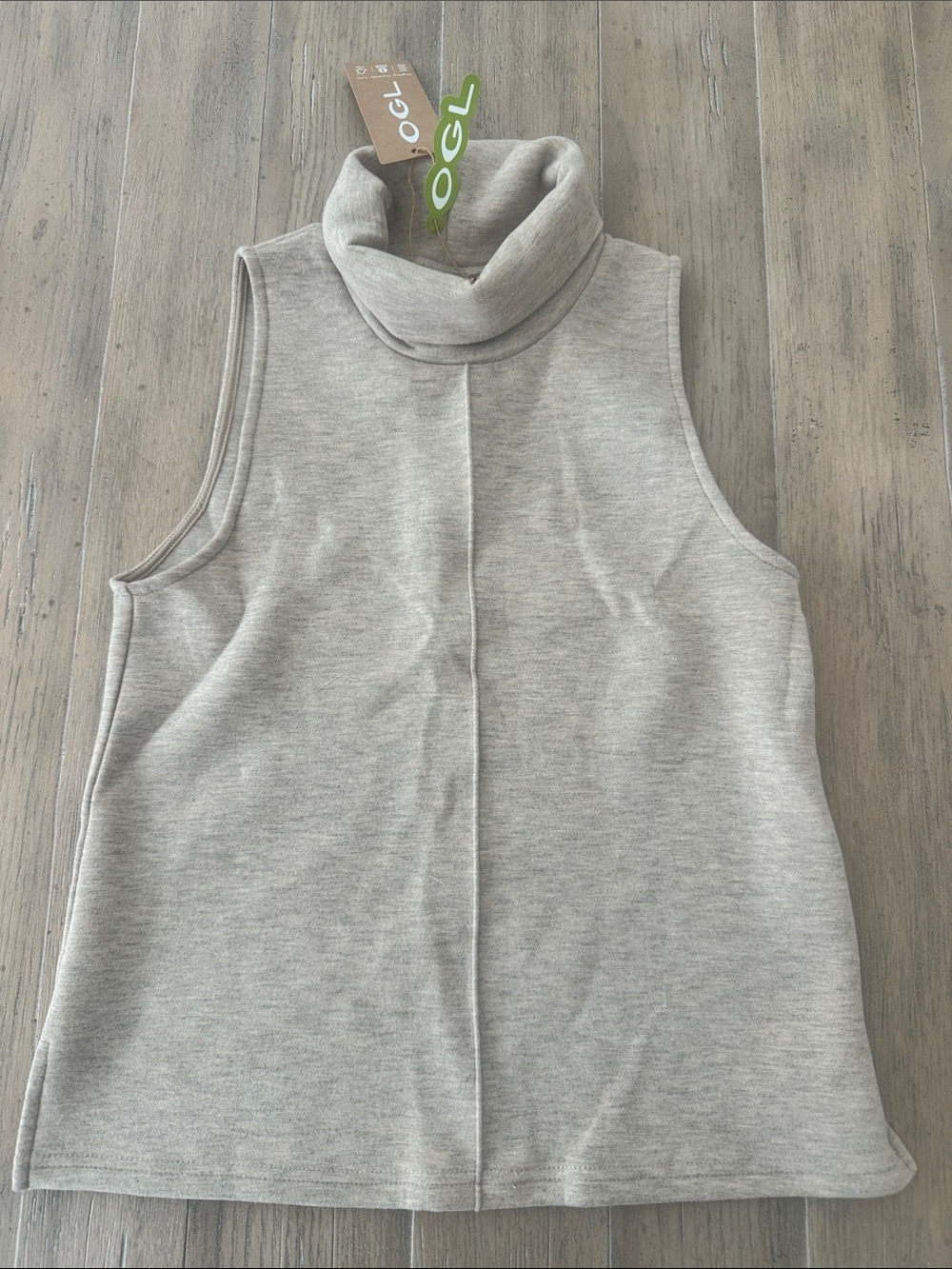 OGL Light Gray Sleeveless Cowl Turtleneck Sweater Vest